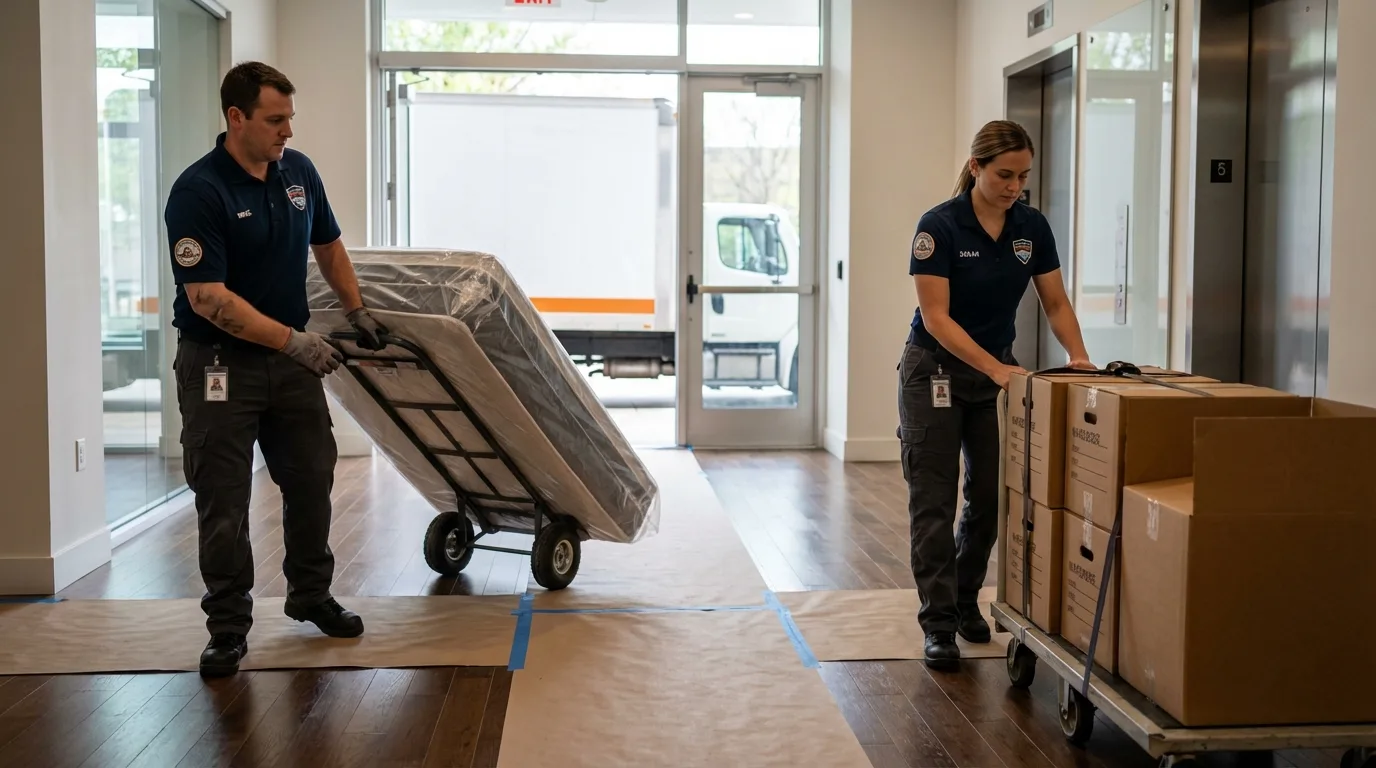 Professional apartment movers loading elevator in Rural Retreat, VA