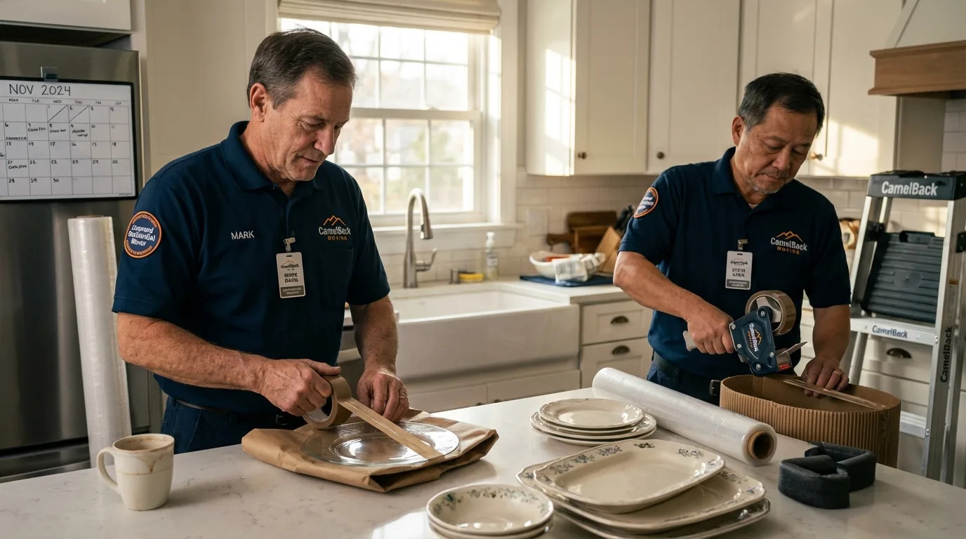 Professional crew packing kitchen dishware in Rural Retreat, VA